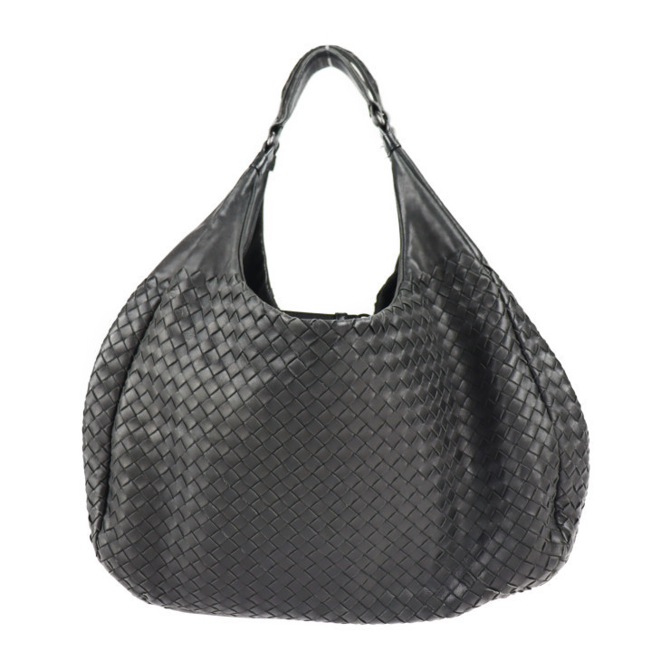 Bottega Veneta Campana Large Leather Shoulder Bag Black